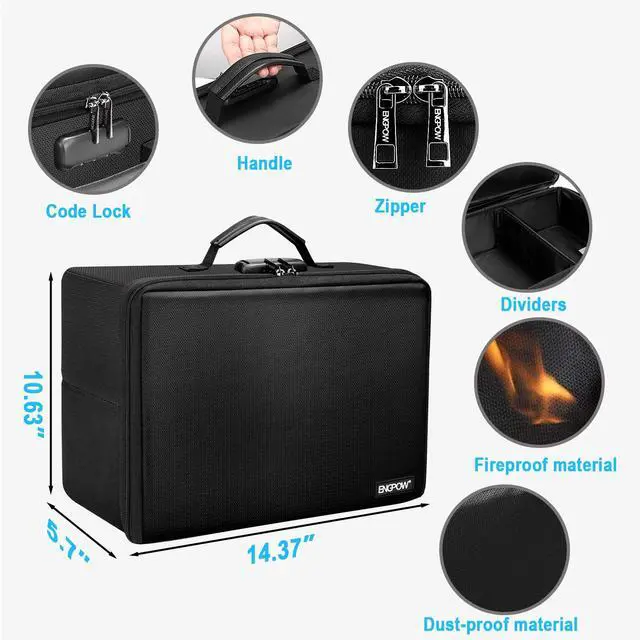 Alt view image 3 of 7 - Fireproof Photo Storage Box with Lock,Photo Box Organizer with DividerMesh Bag,Collapsible Portable Photo Storage Containers with Handle for Photos, Picture,Scrapbook,Art,Craft(Box Only)