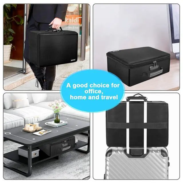 Alt view image 6 of 7 - Fireproof Photo Storage Box with Lock,Photo Box Organizer with DividerMesh Bag,Collapsible Portable Photo Storage Containers with Handle for Photos, Picture,Scrapbook,Art,Craft(Box Only)