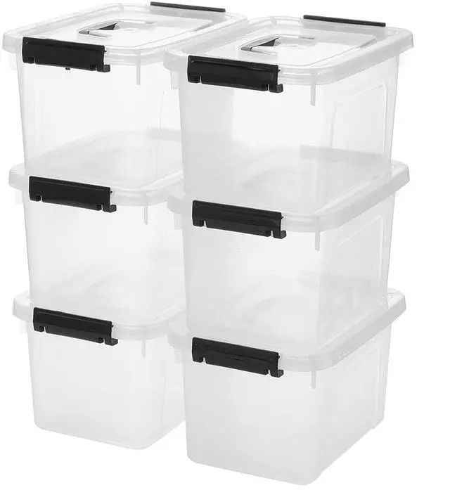 Main image of 6 Quart Clear Storage Latch Box/Bins, 6-Pack Plastic Container with Latches and Lid