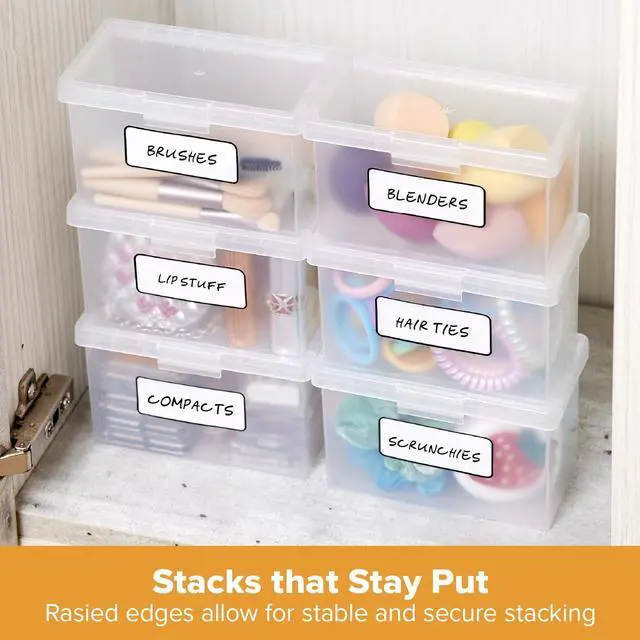 Alt view image 4 of 7 - Konnect Storage Containers with Lids, Office Organizer, Clear Plastic Box, Stackable for Index Cards, Labels, 1 Qt, 6 Pack