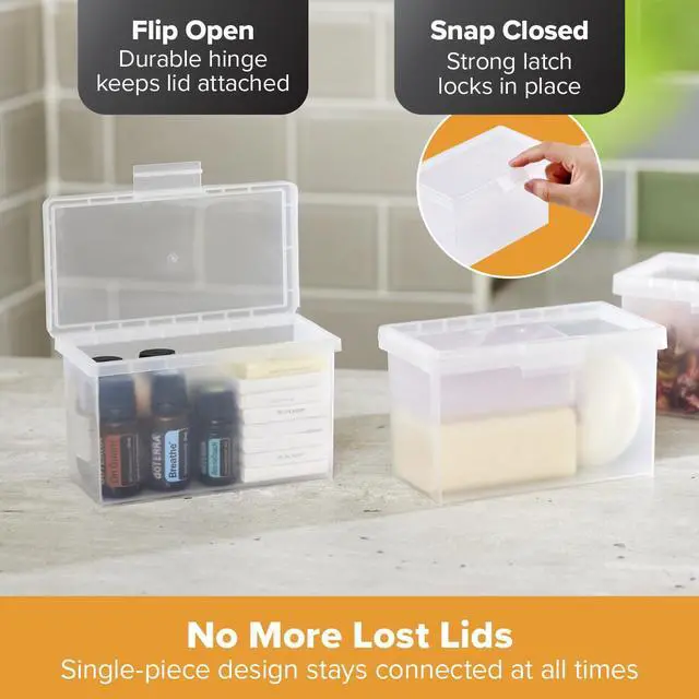 Alt view image 3 of 7 - Konnect Storage Containers with Lids, Office Organizer, Clear Plastic Box, Stackable for Index Cards, Labels, 1 Qt, 6 Pack