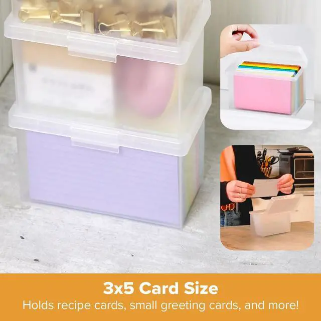 Alt view image 6 of 7 - Konnect Storage Containers with Lids, Office Organizer, Clear Plastic Box, Stackable for Index Cards, Labels, 1 Qt, 6 Pack