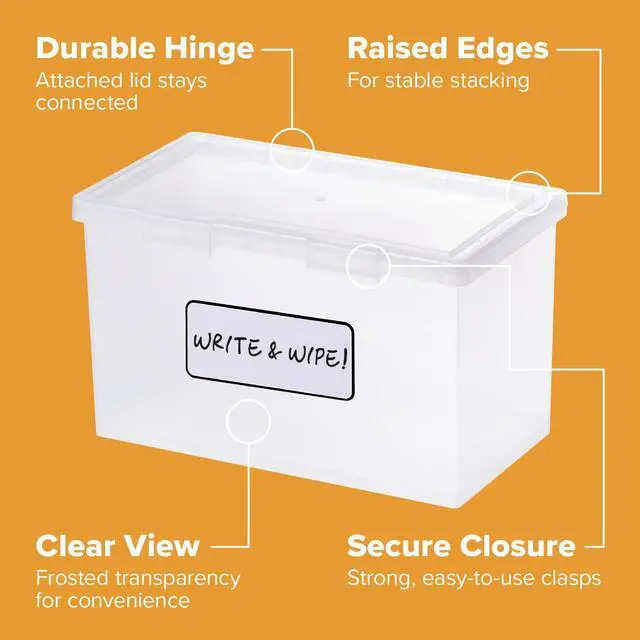 Alt view image 7 of 7 - Konnect Storage Containers with Lids, Office Organizer, Clear Plastic Box, Stackable for Index Cards, Labels, 1 Qt, 6 Pack