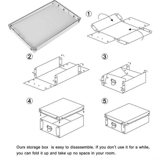 Alt view image 5 of 7 - Decorative Storage Box with Lids,Set of 3 Waterproof Foldable Plastic Box Multiple Sizes for Socks/OfficeWhite