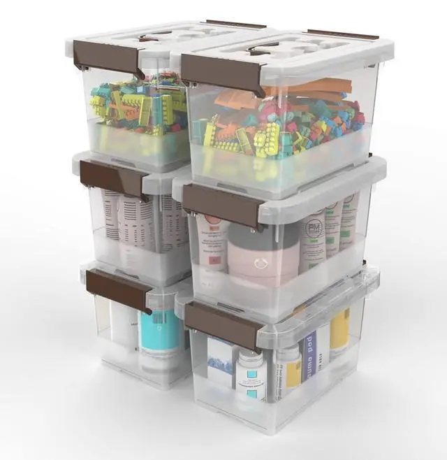 Alt view image 3 of 7 - Clear Storage Latch Box, 6 Pack Storage Organizer Bins with Latching Handle and Lids, 3.5 Quart