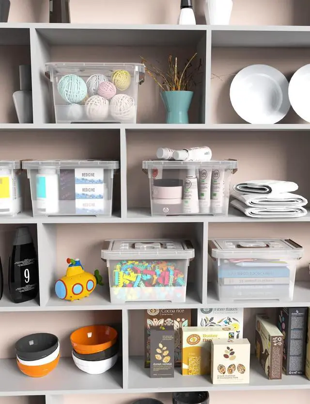 Alt view image 6 of 7 - Clear Storage Latch Box, 6 Pack Storage Organizer Bins with Latching Handle and Lids, 3.5 Quart