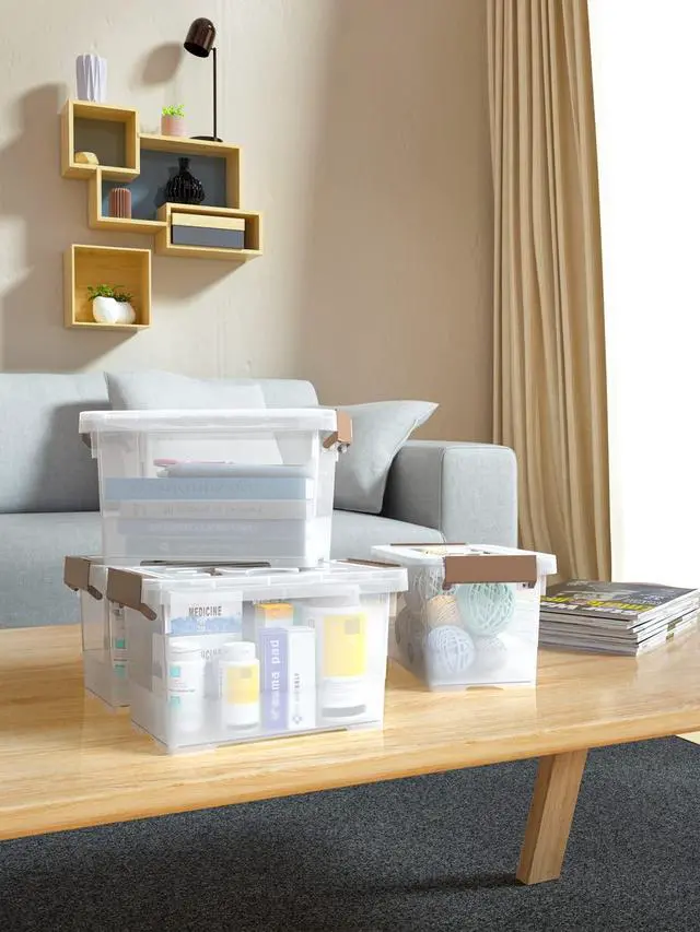 Alt view image 5 of 7 - Clear Storage Latch Box, 6 Pack Storage Organizer Bins with Latching Handle and Lids, 3.5 Quart