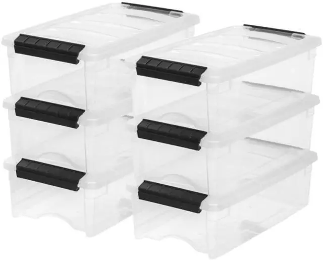 Main image of 6-Pack 6 Quart Storage Bins with Lids | Transparent design keeps contents visible, Ideal for shoes, photos, documents, and small essentials, Nestable to save space