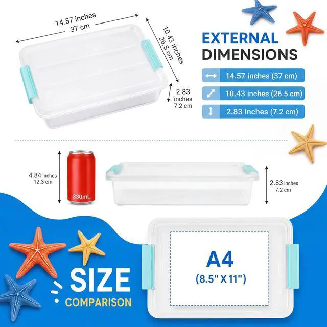 Alt view image 3 of 7 - 6 Qt Clear Storage Bins with Lids, Sensory Bins,Plastic Stackable Storage Containers with Secure Latches,Multi-Purpose Classroom Storage Organizer for Craft Supplies,Paper & Office Stationery,4 Pack