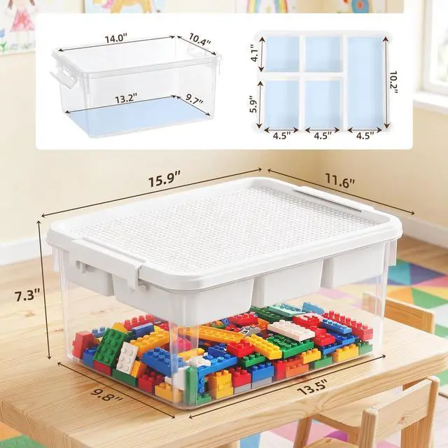 Alt view image 2 of 7 - 17 QT Plastic Storage Box Building Baseplate Lid Removable Tray | Craft Organizers and Storage, Clear Art Storage Container for Organizing Bead, Tool, Sewing Supplies, Secure Clasp, 1pack