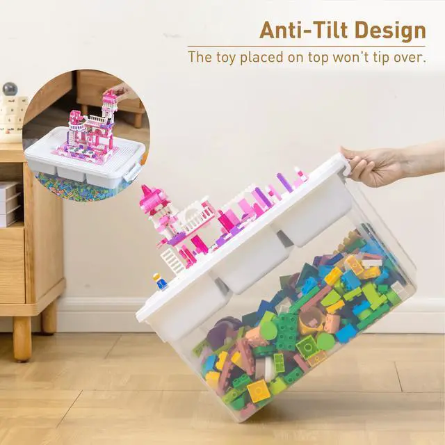 Alt view image 3 of 7 - 17 QT Plastic Storage Box Building Baseplate Lid Removable Tray | Craft Organizers and Storage, Clear Art Storage Container for Organizing Bead, Tool, Sewing Supplies, Secure Clasp, 1pack