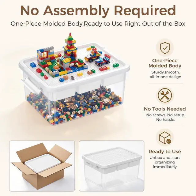 Alt view image 4 of 7 - 17 QT Plastic Storage Box Building Baseplate Lid Removable Tray | Craft Organizers and Storage, Clear Art Storage Container for Organizing Bead, Tool, Sewing Supplies, Secure Clasp, 1pack