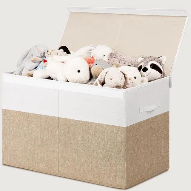 Main image of 85L Large Toy Storage Box with Lid Divider Foldable Toy Chest | 25"x16"x13" Collapsible Stuffed Animals Storage Kids Toy Organizer Bin for Nursery Livingroom and Playroom with Sturdy Handle