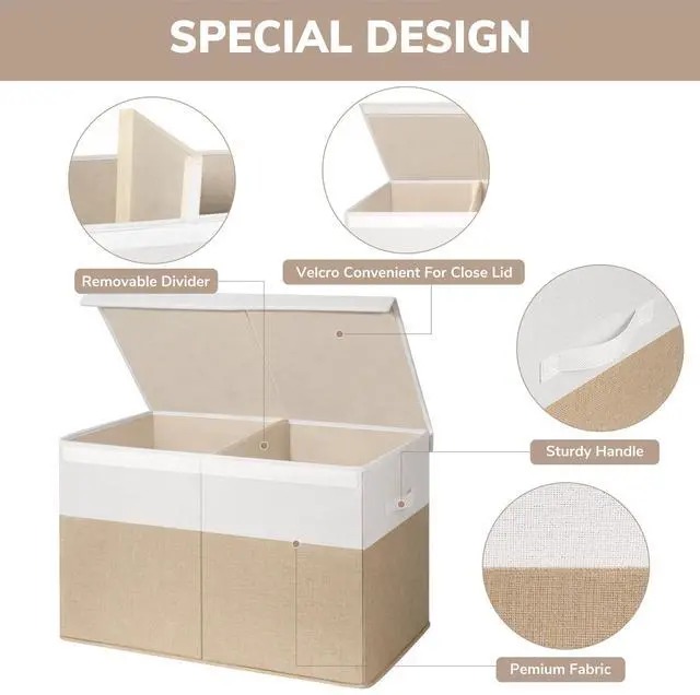 Alt view image 7 of 7 - 85L Large Toy Storage Box with Lid Divider Foldable Toy Chest | 25"x16"x13" Collapsible Stuffed Animals Storage Kids Toy Organizer Bin for Nursery Livingroom and Playroom with Sturdy Handle