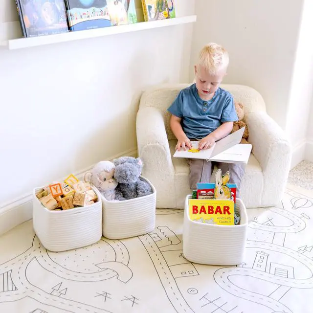 Alt view image 4 of 7 - Storage Cubes 9x9x7Cotton Rope Woven Baskets for Organizing 3-Pack | 9 Inch Cube Storage Bin | Small Basket for Shelf Nursery, Pantry, Decorative Plant, Bathroom Closet, Toy Gift
