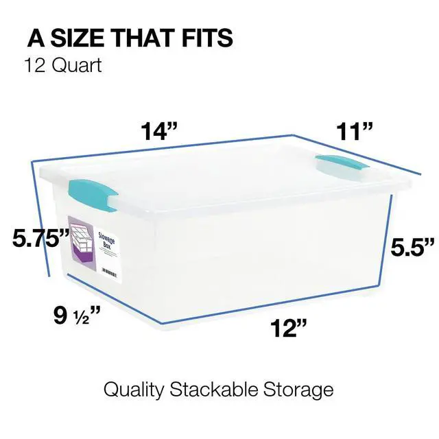 Alt view image 2 of 2 - Plastic Storage Containers, 12 Qt, Clear with Lids, 2 Pack, Made in USA (Deep - 14 x 11 x 6)