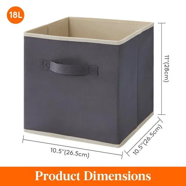 Alt view image 5 of 7 - Storage Cubes, 11 Inch Organizer Bins, 18L Gray, 12 Packs | Foldable Decorative Fabric Storage Baskets for Organizing Home Organizers with Handles for Shelves, Closet