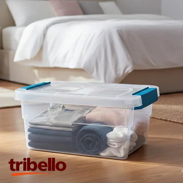 Alt view image 3 of 7 - Clear Plastic Storage Bins with Lids Stackable Storage Bins (15 Quart)