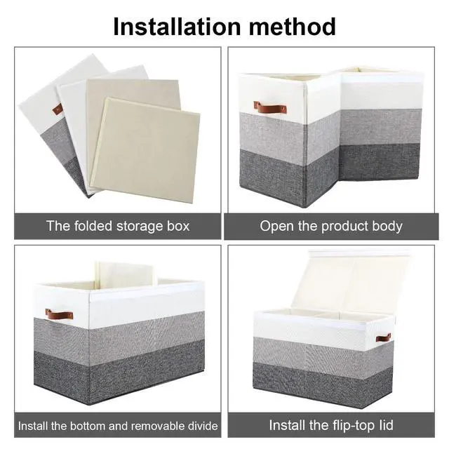 Alt view image 7 of 7 - Toy Box Storage Chest with Divider, Large Sturdy Toy Bin Organizer Basket with Lid for Kids, Boys, Girls, Nursery, Living Room, Bedroom, Playroom, Closet, 25"x13" x16"(Gradient Grey)
