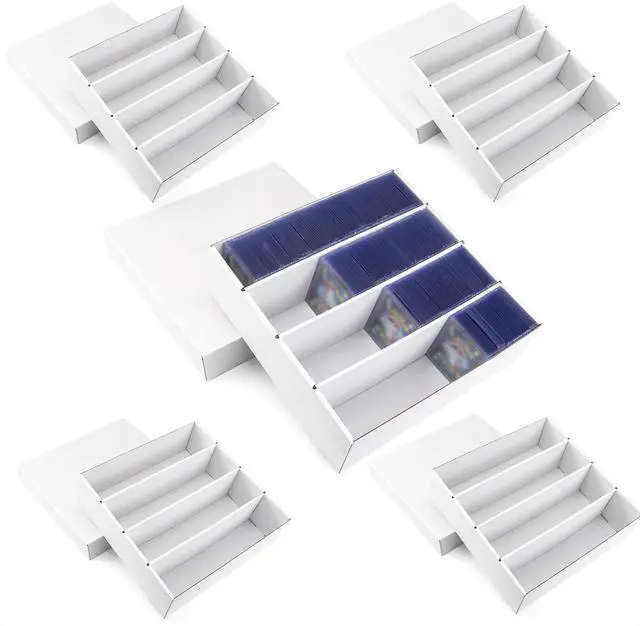 Main image of 5-Pack Toploader Trading Card Storage Box, 4 Row 3200 Count Cardboard Box | Storage Box for Basketball/MTG/TCG/Sports/Game Cards Organizer and Collection (White)
