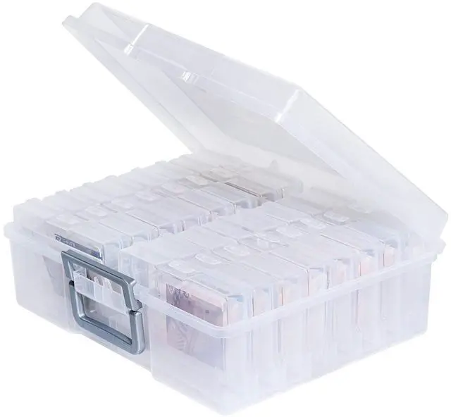 Main image of Photo Storage Box and 16 Inner 4" x 6" Photo Storage Containers | 1Pack Clear, Photo Albums 4x6 Pictures, Photo Organizers and Storage, Card Game Storage, Task Boxes for Special Education