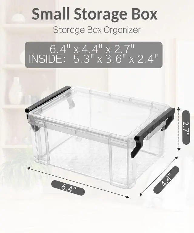 Alt view image 2 of 6 - 6 Pack Small Plastic Containers with Lids, 6.4" x 4.4" x 2.7" | Clear Crayon Box Pencil Case, Stackable Stroage Organizer for Beads Craft Art Supplies, Storage Bins for Jewelry Stickers