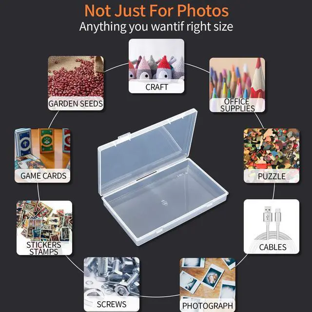 Alt view image 2 of 7 - Photo Storage Box 4x6, 18 Inner Extra Large Organizer Acid-Free Photo Keeper Storage Case, Plastic Craft Storage Box for Stickers Stamps Seeds (Clear, 18 Boxes)