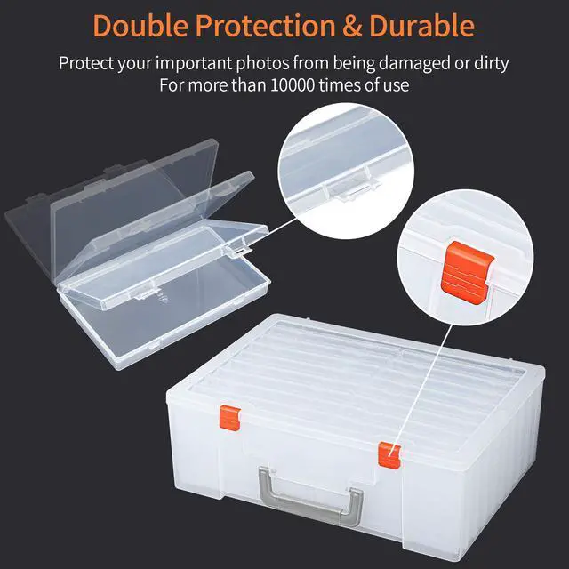Alt view image 7 of 7 - Photo Storage Box 4x6, 18 Inner Extra Large Organizer Acid-Free Photo Keeper Storage Case, Plastic Craft Storage Box for Stickers Stamps Seeds (Clear, 18 Boxes)