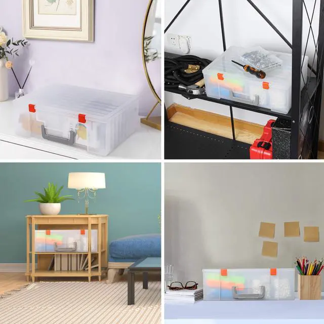 Alt view image 6 of 7 - Photo Storage Box 4x6, 18 Inner Extra Large Organizer Acid-Free Photo Keeper Storage Case, Plastic Craft Storage Box for Stickers Stamps Seeds (Clear, 18 Boxes)