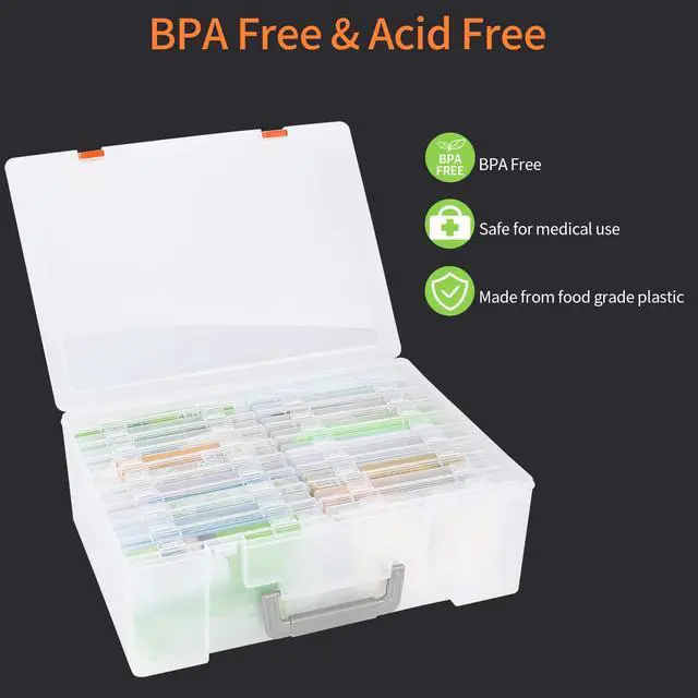 Alt view image 3 of 7 - Photo Storage Box 4x6, 18 Inner Extra Large Organizer Acid-Free Photo Keeper Storage Case, Plastic Craft Storage Box for Stickers Stamps Seeds (Clear, 18 Boxes)
