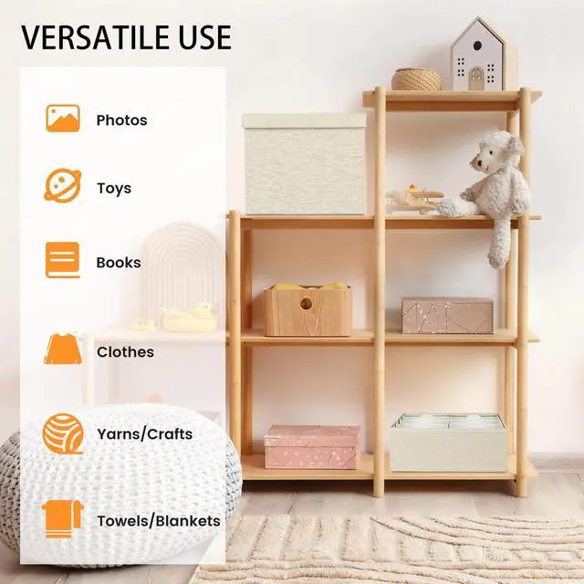 Alt view image 5 of 7 - Photo Storage Box 8x10, Decorative Photo Storage Containers With Lid | Acid Free Photo Storage Boxes, Linen Photo Organizers and Storage, Beige Scrapbook Picture Box, Fits 800 Photos
