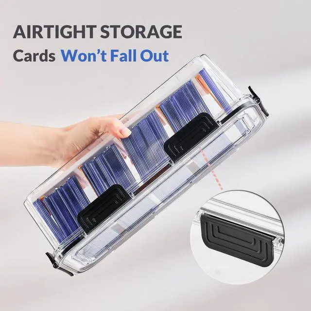 Alt view image 3 of 7 - Trading Card Storage Box for Toploaders with Dividers, 2 Pack | Adjustable Dividers; Large Capacity; Hard-Plastic Protection; Airtight Closure