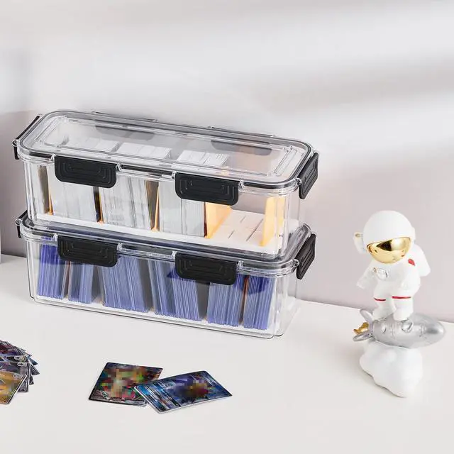 Alt view image 5 of 7 - Trading Card Storage Box for Toploaders with Dividers, 2 Pack | Adjustable Dividers; Large Capacity; Hard-Plastic Protection; Airtight Closure