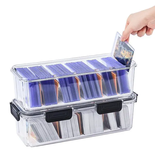 Alt view image 7 of 7 - Trading Card Storage Box for Toploaders with Dividers, 2 Pack | Adjustable Dividers; Large Capacity; Hard-Plastic Protection; Airtight Closure