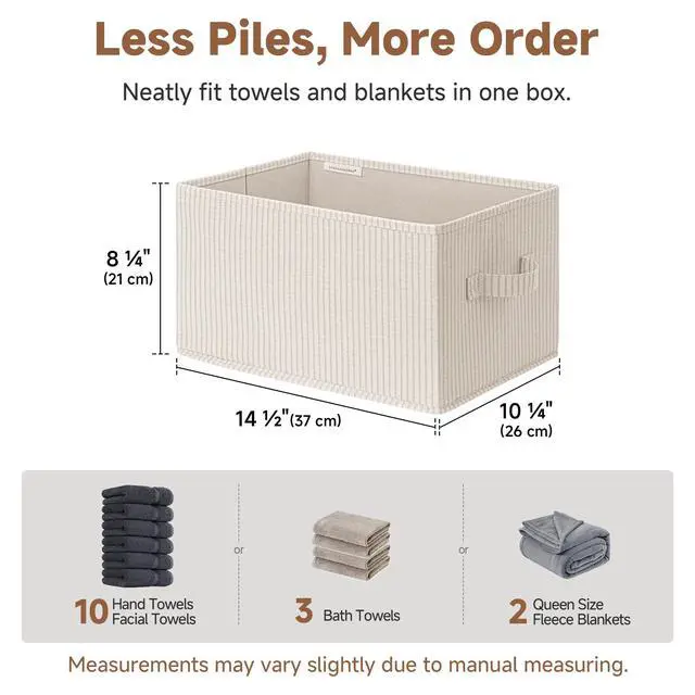 Alt view image 6 of 7 - Shelf Organizer Bins, Beige Stripes, 3-Pack, Large | Foldable Shelf Organizer Bins, Closet Storage Baskets for Clothes, Fabric Storage Bins for Shelves