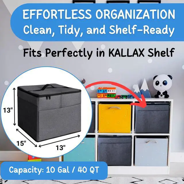 Alt view image 4 of 7 - Toy Storage Organizer with Play Mat - Storage Bag/Box for Kids, Boys, Girls, Nursery, Playroom - Basket for Building Bricks/Blocks - Collapsible Fabric Cube Bin, 13"x13"x15"