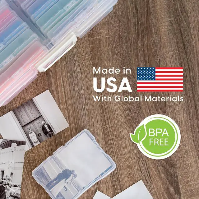 Alt view image 2 of 7 - Photo Storage Box |Made in USA| 16 Cases - Clear | Fits 4" x 6" Pictures / Built-In Handle / Organizing Containers for Tasks, Stickers, Ephemera & Flashcards