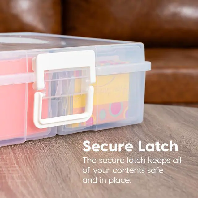 Alt view image 4 of 7 - Photo Storage Box |Made in USA| 16 Cases - Clear | Fits 4" x 6" Pictures / Built-In Handle / Organizing Containers for Tasks, Stickers, Ephemera & Flashcards