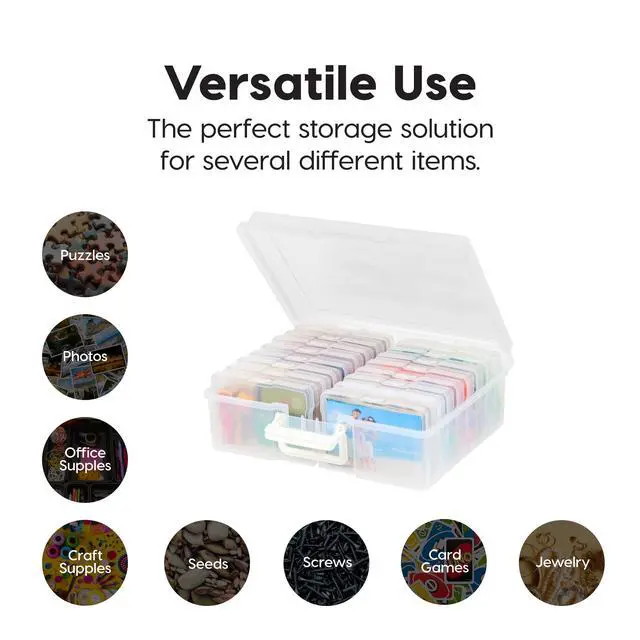 Alt view image 5 of 7 - Photo Storage Box |Made in USA| 16 Cases - Clear | Fits 4" x 6" Pictures / Built-In Handle / Organizing Containers for Tasks, Stickers, Ephemera & Flashcards