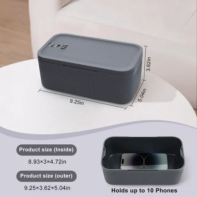 Alt view image 2 of 7 - Lockable Storage Box, Small Lock Box with Combination Code for Phone/Medicine Safe/Food Home/Refrigerator/Office/Personal Items/Travel/Gift,9.25 x 5.04 x 3.62