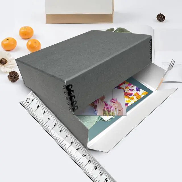 Alt view image 3 of 7 - Museum Archival Storage Box, Drop Front, 9.75x12.75x3 in, Gray | Acid-Free with Metal Edge, Preserves Picture Longevity, Organize Photos, Newspapers, Prints, Documents, Crafts, DIY