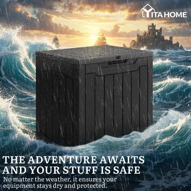 Alt view image 5 of 7 - Outdoor Resin Storage Box 31 Gal | Water-resistant Patio Deck Box Outdoor Storage Box for Pillows, Garden Equipment, Securely Lockable, Black