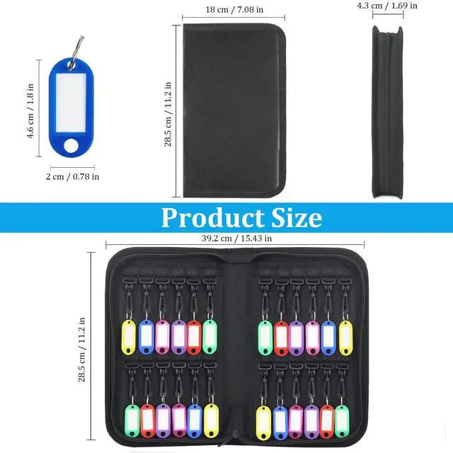 Alt view image 6 of 7 - Portable Key Organizer Case 24 Hooks Waterproof & Fireproof, Key Binder Storage Box Bag for Estate Sales, Hotel Executives, Landlord, Car Rental (Black, 24)