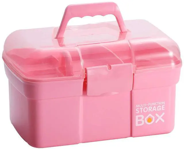 Main image of 11'' Plastic Storage Box with Removable Tray, Multipurpose Organizer and Storage Case for Art Craft and Cosmetic (Pink)
