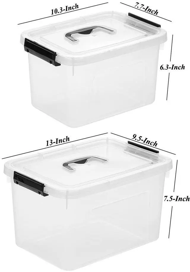 Alt view image 2 of 7 - Clear Storage Latch Box/Bin, 2-Pack Plastic Organizing Container with Handle and Lids (7 QT/16QT)