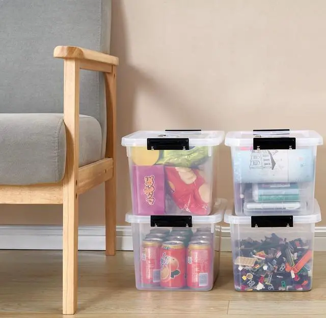 Alt view image 7 of 7 - Clear Storage Latch Box/Bin, 2-Pack Plastic Organizing Container with Handle and Lids (7 QT/16QT)