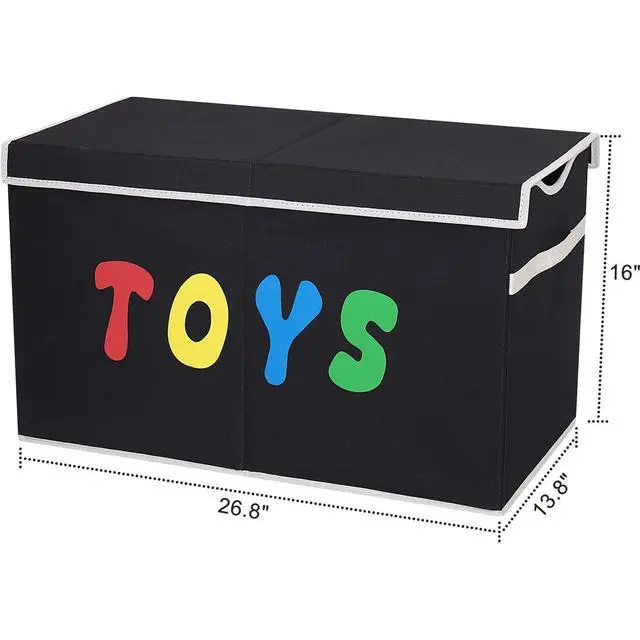 Alt view image 4 of 7 - Toy Box Chest, Collapsible Sturdy Storage Bins with Lids, Extra Large Kids Toy Storage Organizer Boxes Bins Baskets for Kids, Boys, Girls, Nursery Room, Playroom, Closet (BLACK)