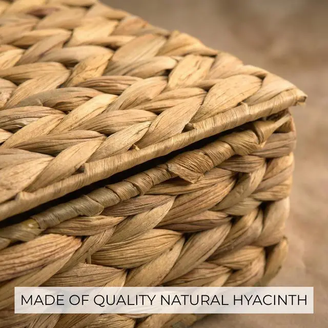 Alt view image 7 of 7 - Storage Boxes with Lids - Set of 2 Wicker Organizer Shelf Bins | Beautiful Rattan Boho Design for Shelves and Home Decor - Safely Store Photos, Documents and Memory Box Keepsakes in Style