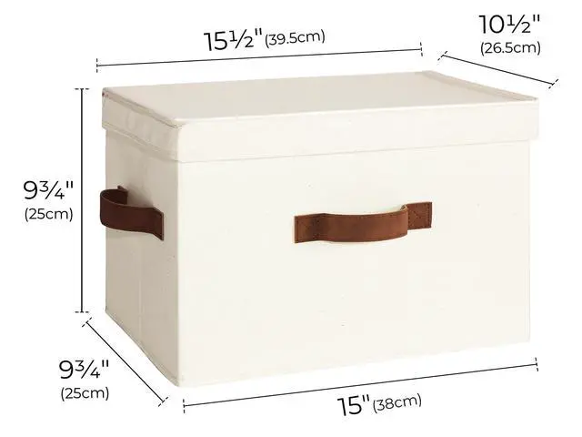 Alt view image 2 of 7 - Fabric Storage Bins with Lids, Closet Storage Bins | Flip-Top Lid, 3 Handles, Collapsible, Stackable, for Clothes Blankets, Multi-Purpose, Large, Ivory White, 2-Pack