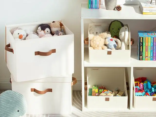 Alt view image 7 of 7 - Fabric Storage Bins with Lids, Closet Storage Bins | Flip-Top Lid, 3 Handles, Collapsible, Stackable, for Clothes Blankets, Multi-Purpose, Large, Ivory White, 2-Pack